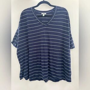 3/$20 Susina Oversize Blue/White Strips Tee size small